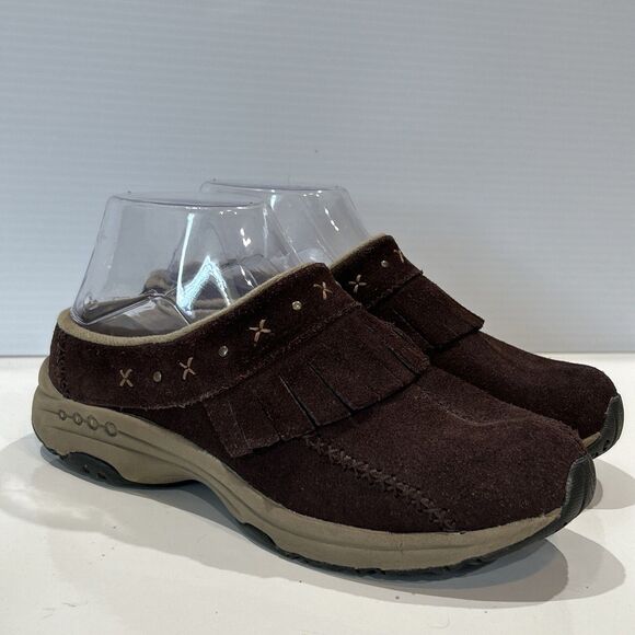 Easy Spirit Brown Suede Tamias Fringed Mule Slip On Comfort Shoes Women's 6 - Picture 1 of 11